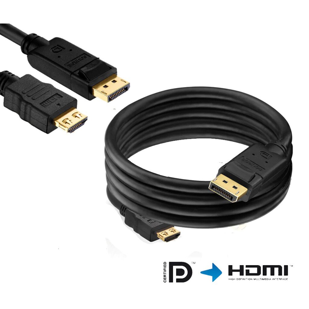 Displayport to Hdmi Kablo DP Dönüştürücü - 1 Displayport to Hdmi Kablo DP Dönüştürücü - 1.8m - Altın Uçlu