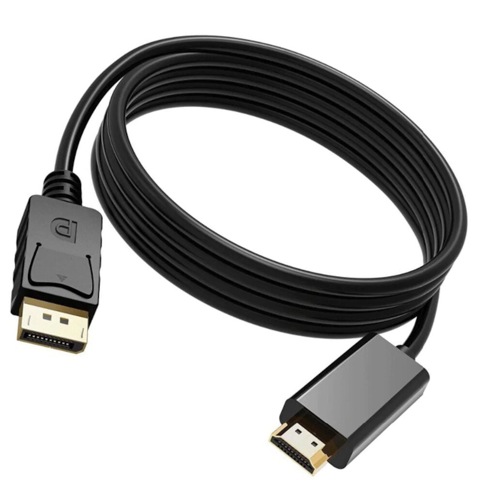 Displayport to Hdmi Kablo DP Dönüştürücü - 1 Displayport to Hdmi Kablo DP Dönüştürücü - 1.8m - Altın Uçlu
