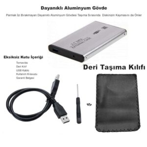 2.5 inç USB 3.0 Sata Harddisk HDD Kutusu 5 Gbps + Kılıf - Gri