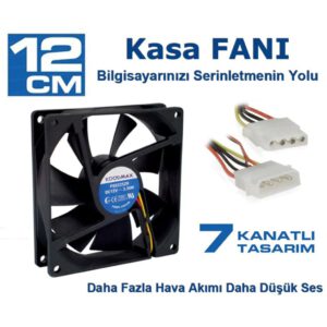 12 cm Kasa Fanı Siyah Sessiz Sıfır 12cm Fan