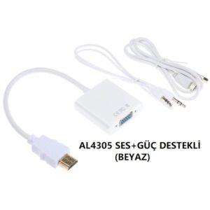 Hdmi to Vga Kablo Ses Enerji Güç Destekli Çevirici Dönüştürücü