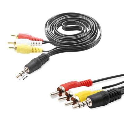 Kablo 3Rca Aux 3.5Mm Kısa Jack Tüplü Tvye Hd Uydu Bağlar  