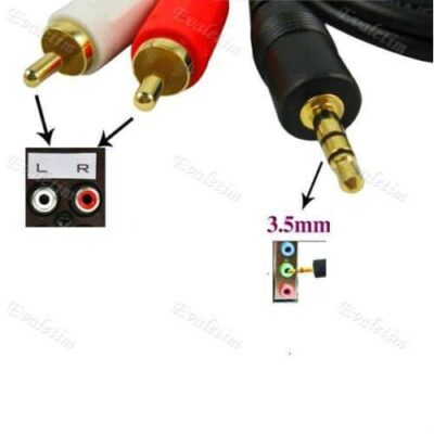 3.5mm Stereo To 2Rca Kablosu Aux Tos Ses 1.5 Mt 2 RCA 1 Stereo Kablo  