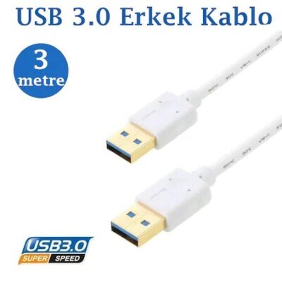 3 Metre Usb 3.0 Erkek Erkek Kablo çift taraflı usb kablo  