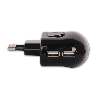 5V 2.1A iPad, Tablet, Telefon USB Şarj Adaptörü - Siyah - Çift USB  