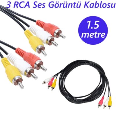 1.5 Metre 3 Rca Ses Görüntü Kablosu 3rca kablo 1.5m  