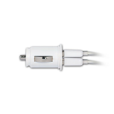 5V 2.1A iPad, Tablet, Telefon USB Araç Şarj Adaptörü - Beyaz - Çift USB  