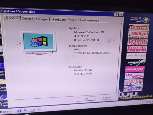 windows 95 yüklü kasa win95 kasa win95 kurulum  