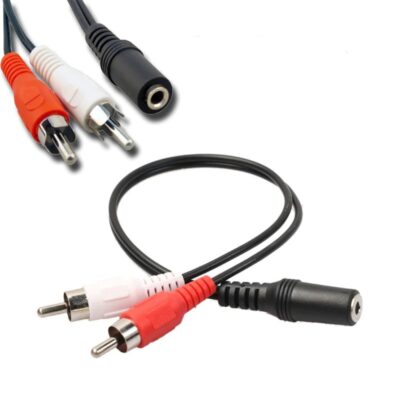 2 RCA Erkek -3.5mm Stereo Dişi Ses Dönüştürücü 40 Cm  