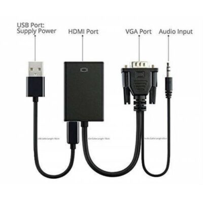 Vga To Hdmi Kablo Dönüştürücü Adaptör Görüntü Ve Ses Çevirici  