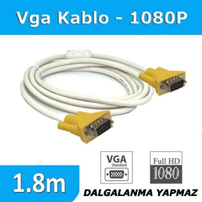 1.8m VGA Kablo Full HD Projeksiyon Monitör LCD Görüntü Kablosu  