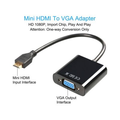 Mini Hdmi to VGA Tablet Vga Çevirici ve Tablet Projeksiyon Uyum +Ses  