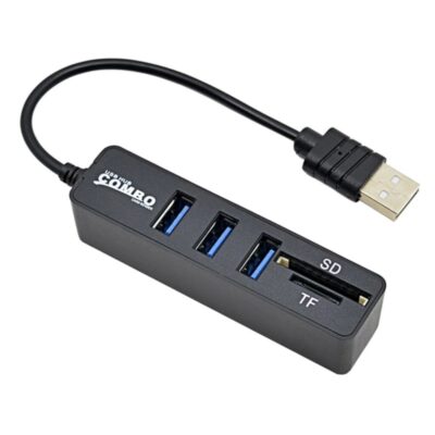 3 Port USB 2.0 Çoklayıcı Hub Kart Okuyucu 2 in 1 Combo SD TF  