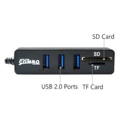 3 Port USB 2.0 Çoklayıcı Hub Kart Okuyucu 2 in 1 Combo SD TF  