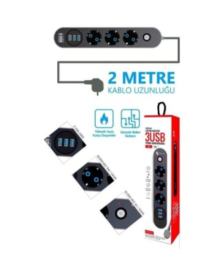 Termal Akım Korumalı Priz Isıya Dayanıklı 3lü Priz  