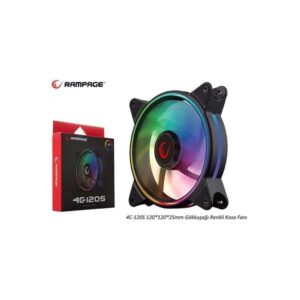 Rampage 12cm Kasa Fanı Double Ring 5 Renk Ledli Kasa Fanı Gökkuşağı
