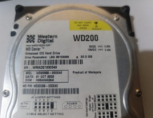 3.5" Western digital wd200 ide 20 gb hard disk masaüstü pc  