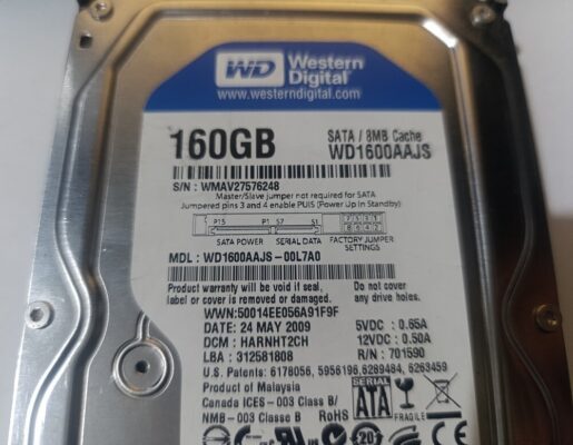 160 Gb Western Digital WD1600AAJS 3.5" Sata Harddisk  