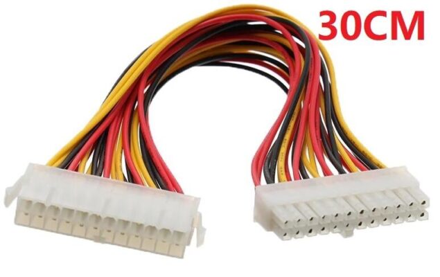 Kasaiçi Psu ATX 24 Pin Power Uzatma Kablo Supply Uzatıcı Ek Dişi Erkek Kablo  