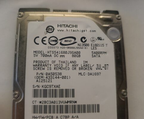 Hitachi HTS541680J9SA00 80 Gb 2.5" Sata Hdd  