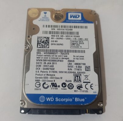 WESTERN DIGITAL WD2500BEVT 250 gb sata hdd  