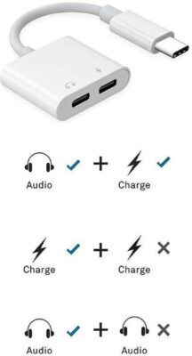 Type C To Kulaklık Hızlı Şarj Giriş Çevirici Çoklayıcı Çoğaltıcı Splitter Adaptör  