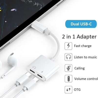 Type C To Kulaklık Hızlı Şarj Giriş Çevirici Çoklayıcı Çoğaltıcı Splitter Adaptör  