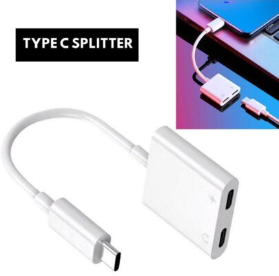 Type C To Kulaklık Hızlı Şarj Giriş Çevirici Çoklayıcı Çoğaltıcı Splitter Adaptör  