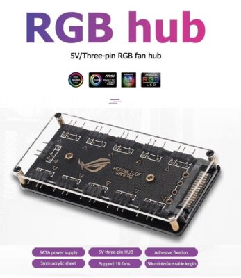 Argb Rgb Led 3 Pin 11 Port 5V Sata Power Güç Fan Çoklayıcı Şerit Hub Kablo Splitter