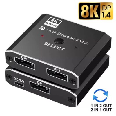 8K DisplayPort Çoklayıcı Dp Switch Splitter Kumandalı Çift Yönlü