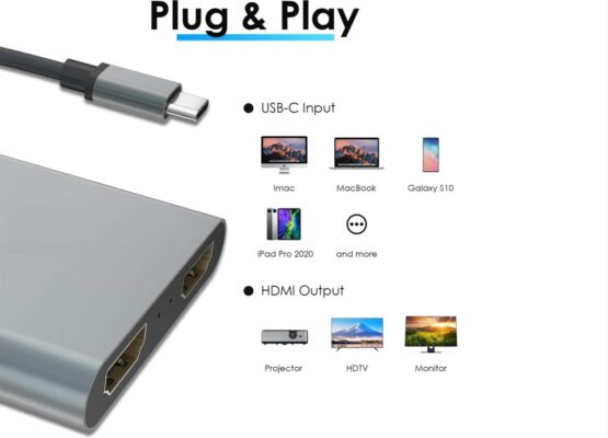 Type C Hdmi 4K 60Hz Splitter Switch Ekran Monitör Çoğaltıcı Çoklayıcı  