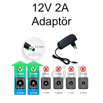 12V 2A Adaptör Kamera Adaptörü 12 Volt 2 Amper Adaptör  