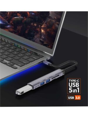 Type-C 5 Çıkışlı Usb Dönüştürücü Çoklayıcı USB 3.0