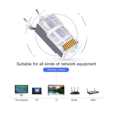 Cat7 Cat6A EZ Yeni Nesil RJ45 Delikli Metal Konnektör  
