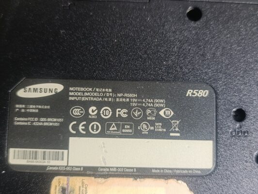 arızalı samsung r580 np-r580h laptop  