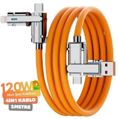 2 Metre 120W Hızlı Şarj Data Kablosu Usb Type C Lightning