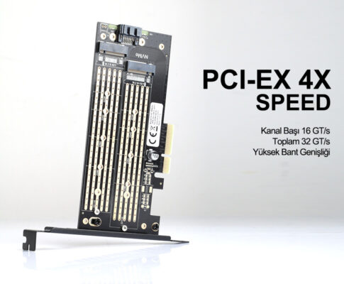 1x SATA + 2x NVMe M.2 SSD PCI-E Dönüştürücü Kartı  