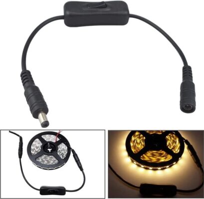 Anahtarlı Dc Adaptör Güç Power Dişi Erkek Bağlantı Kablosu 5.5x2.1mm  