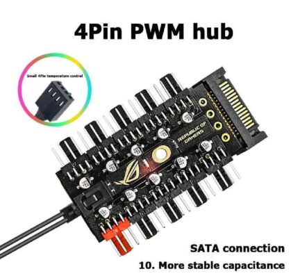 10 Port Fan Power Sata Güç Switch Pwm Çoklayıcı  
