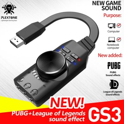 Usb Harici Ses Kartı 7.1 Dönüştürücü Plextone Gs3 Pubg Lol Mikrofon Destekli  