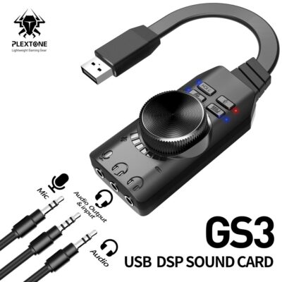 Usb Harici Ses Kartı 7.1 Dönüştürücü Plextone Gs3 Pubg Lol Mikrofon Destekli  